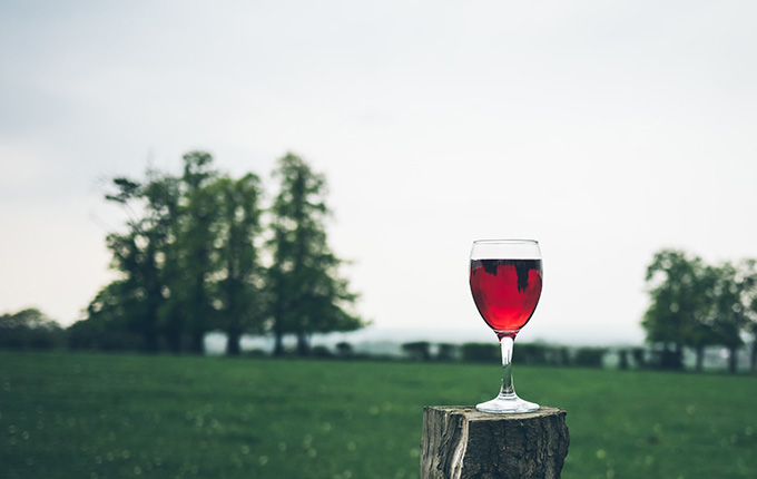 Einsames Weinglas