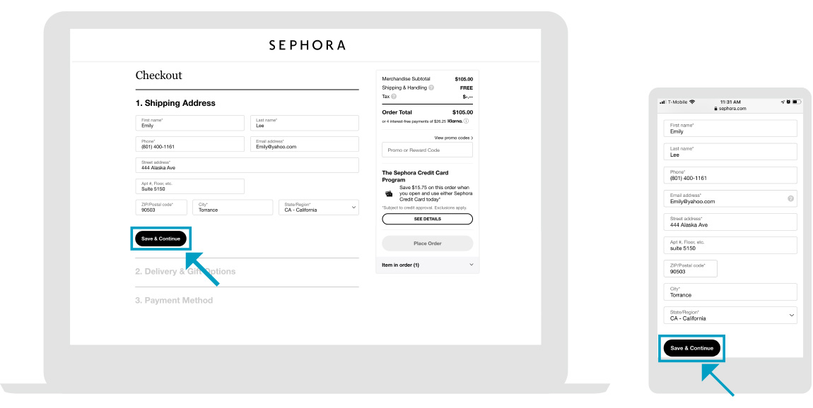 Sephora - صفحة المتجر - الخطوة 3