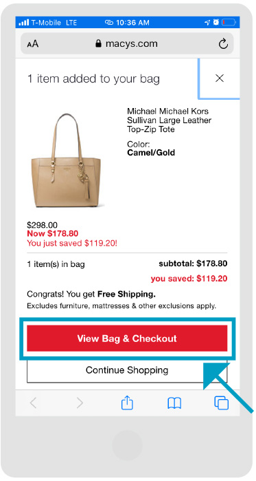 Macys - Shop-Seite - Schritt 2 - Mobil