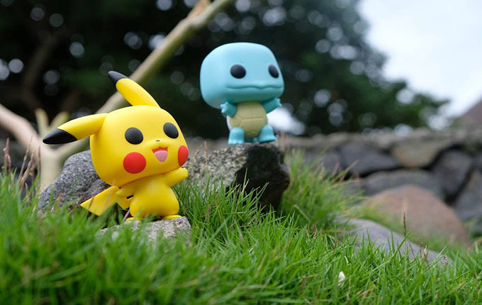 Pokemon Funko Pops in the grass