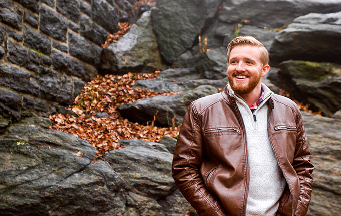 Man wearing leather jacket