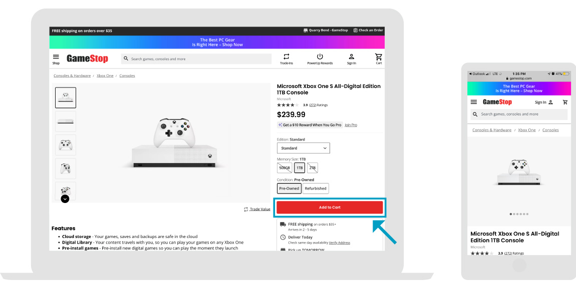 GameStop Página web Paso 1