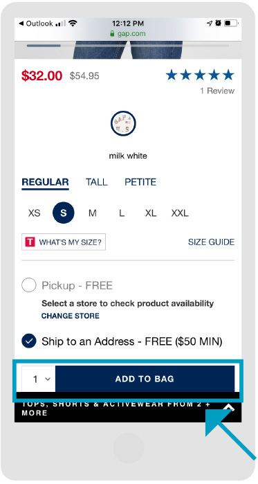 Gap - Página de tienda - Paso 2 - Móvil
