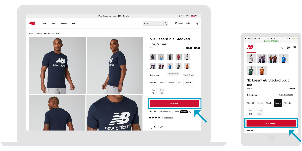 New Balance - Página de la tienda -Paso 1