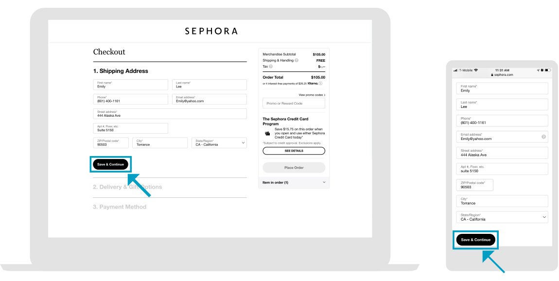 Sephora - Página de tienda - Paso 3