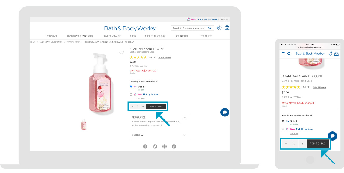 Bath & Body Works - Webpage screenshot - Step 1