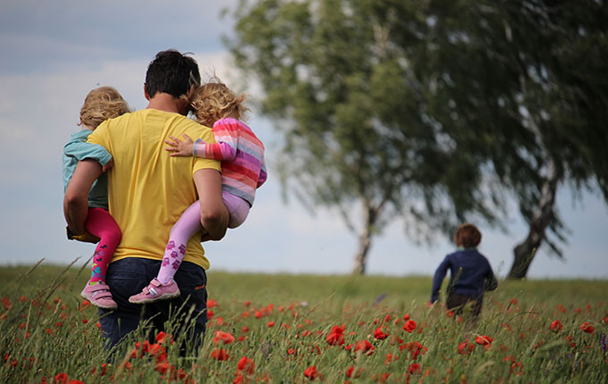 Father & Kids in a Meadow