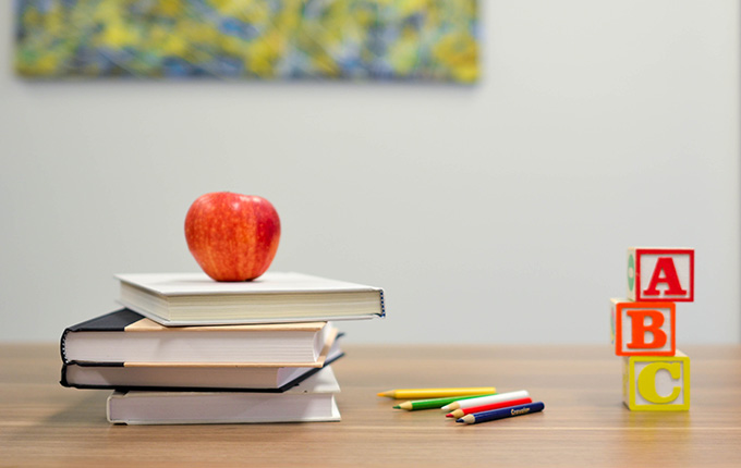 Books on desktop