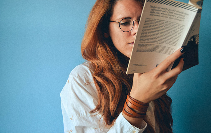 Lady reading a book